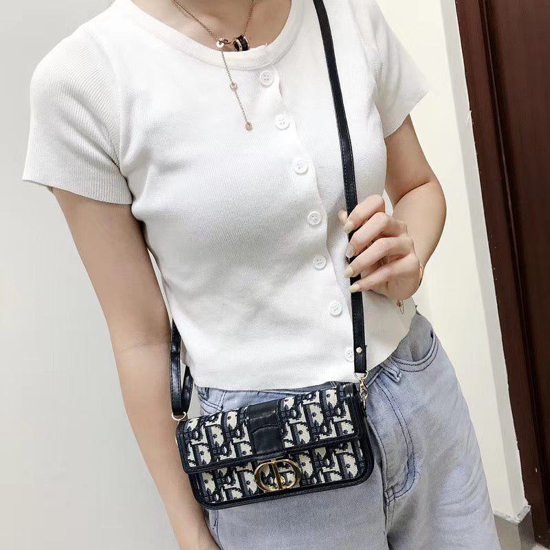 Vintage Monogram Crossbody with Gold Buckle