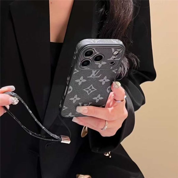 Phone Monogram Case with Strap For iPhone 17 /16 /15 /14
