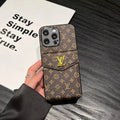 Luxury Card Holder Canvas Leather iPhone Case