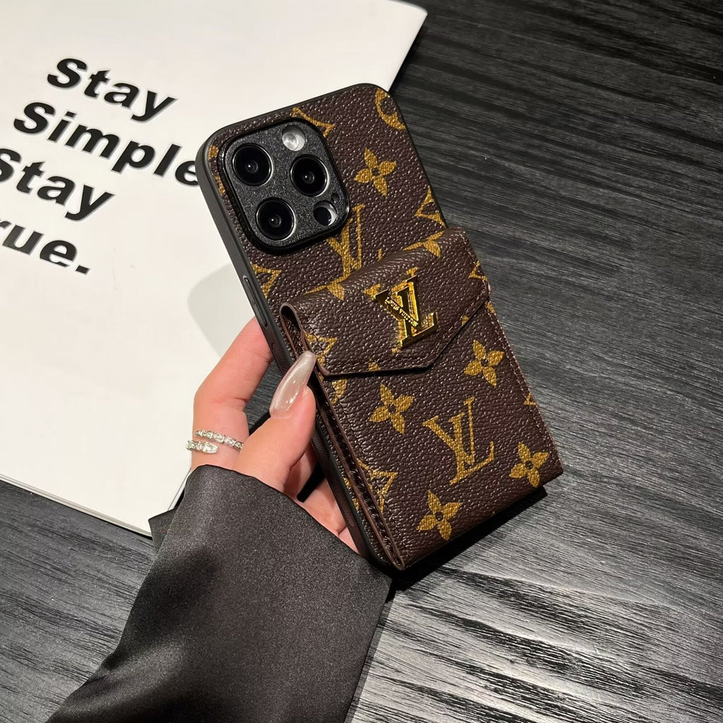 Luxury Card Holder Canvas Leather iPhone Case