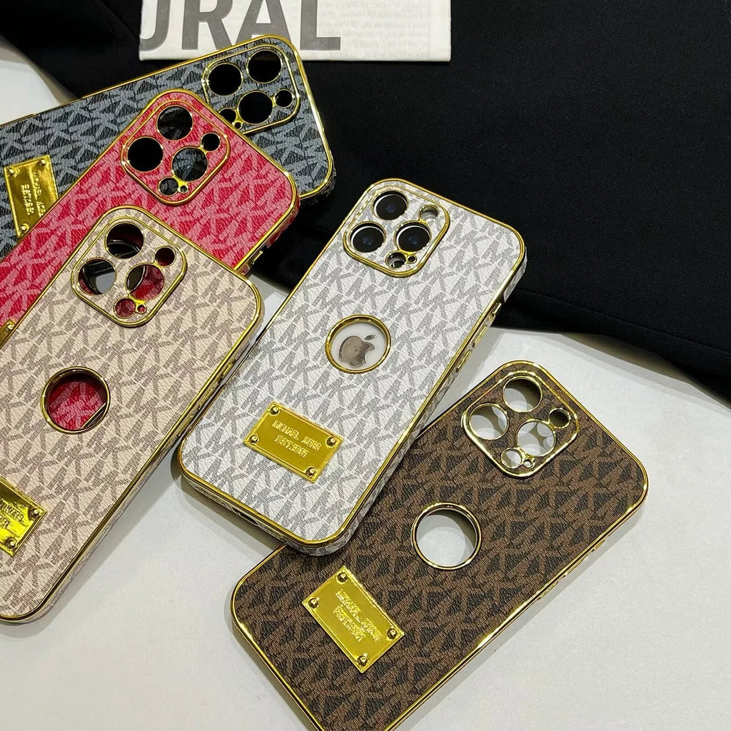 Gold Monogram Signature Canvas Leather iPhone Case
