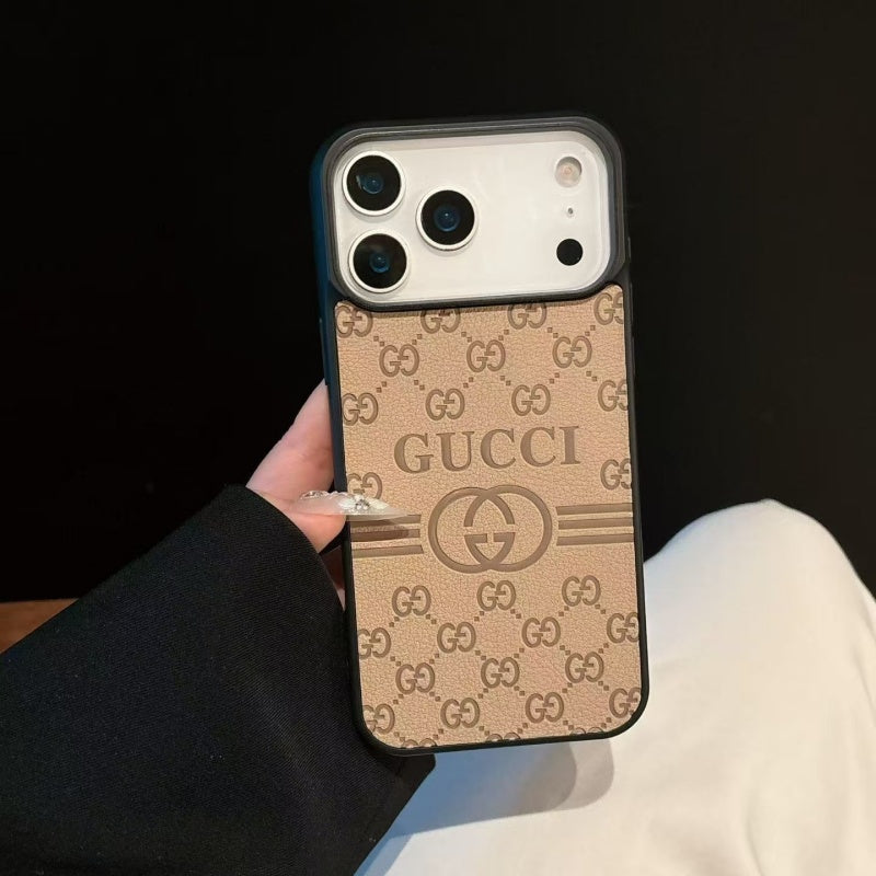 Inspired Monogram Phone Case – Premium Leather Texture Slim Fit Bumper Case