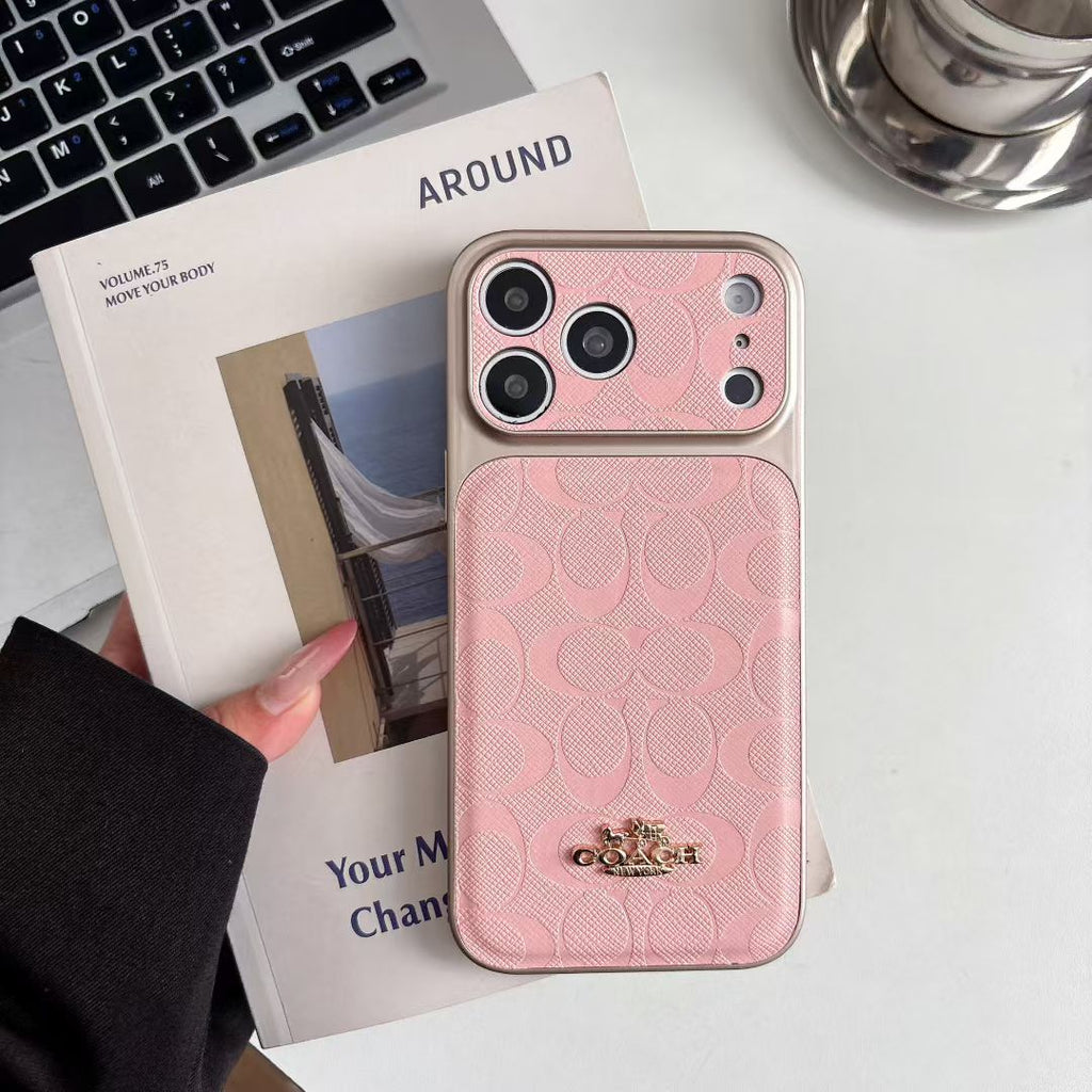 Luxury Monogram Protective iPhone Case – Designer Leather Finish