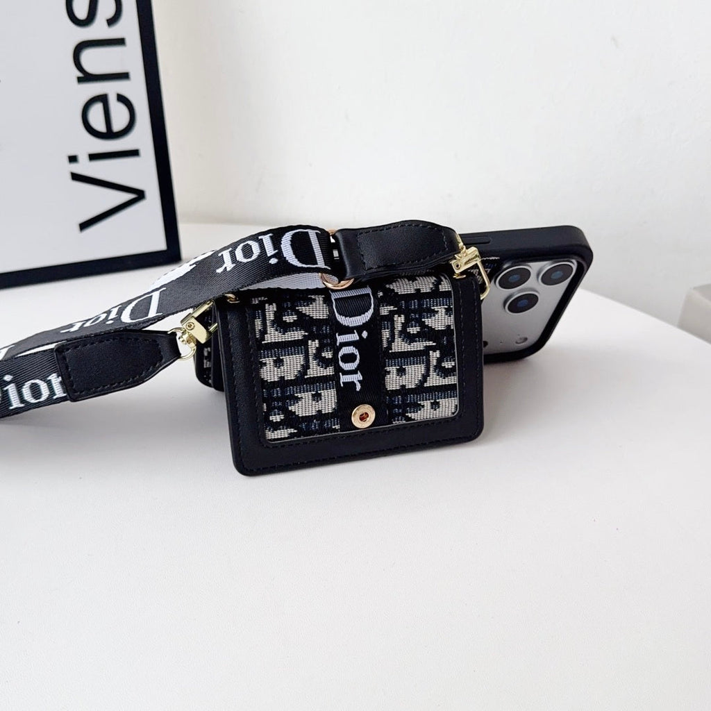 Leather Phone Case With Card Wallet And Strap For iPhone 17 / 16 / 15 / 14