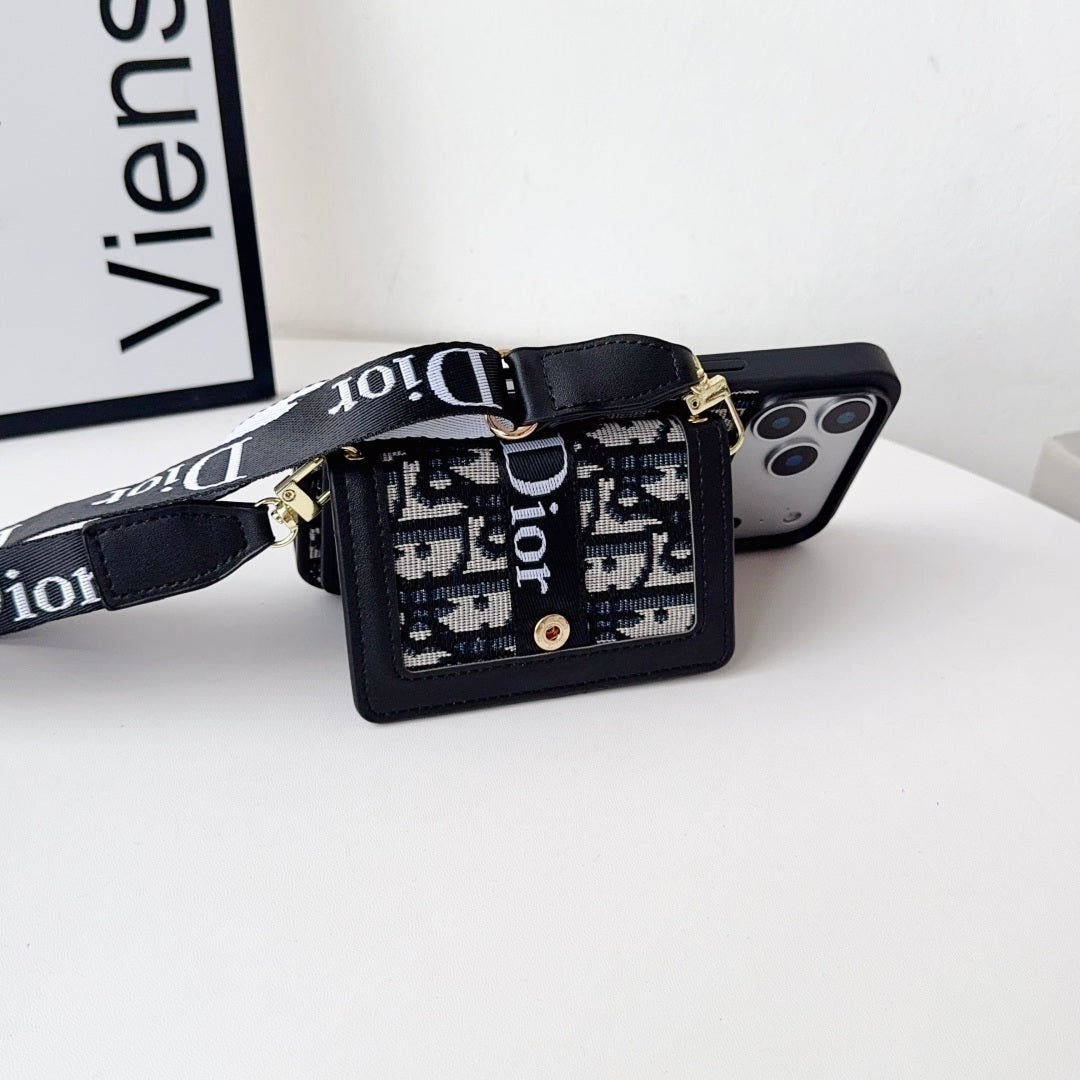 Leather Phone Case With Card Wallet And Strap For iPhone 17 / 16 / 15 / 14