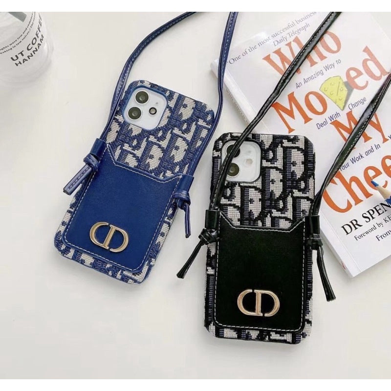 Luxury iPhone Case With Card Pocket & Lanyard