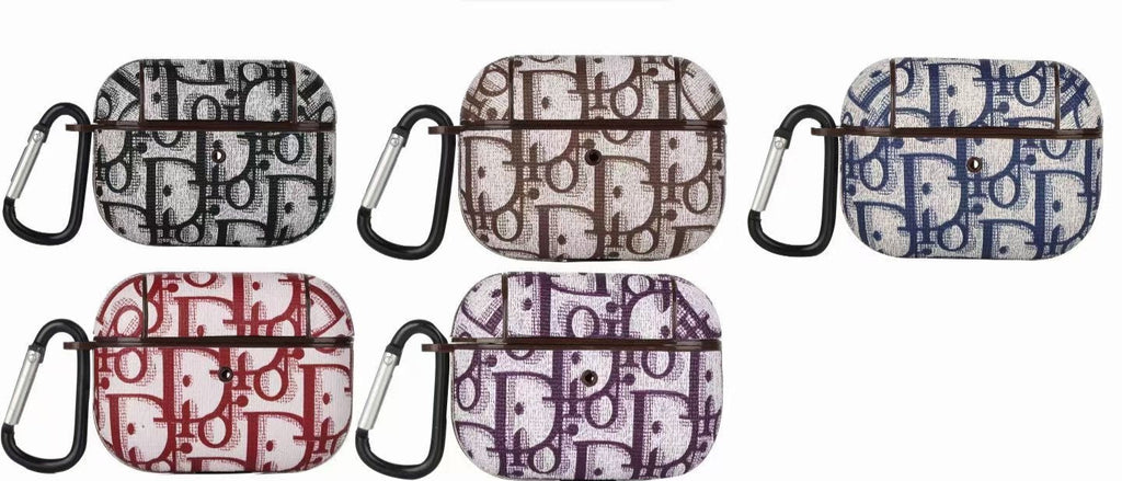 Designer-Style Monogram AirPods Case with Hook