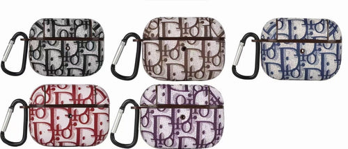 Designer-Style Monogram AirPods Case with Hook