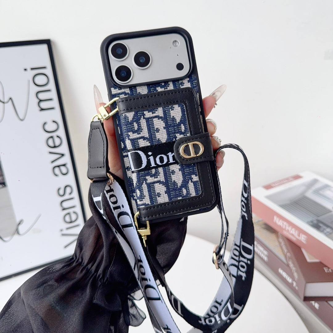 Leather Phone Case With Card Wallet And Strap For iPhone 17 / 16 / 15 / 14