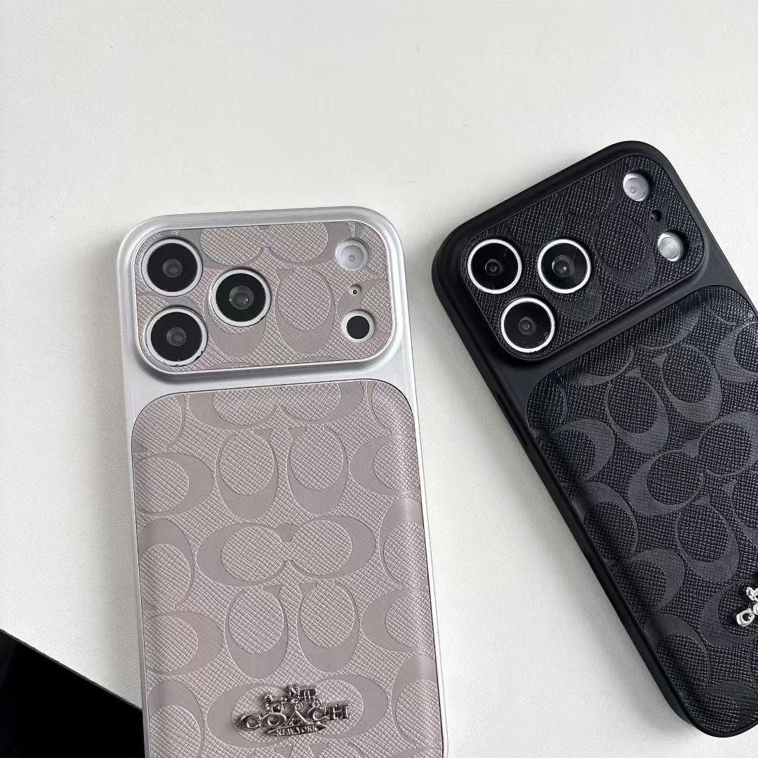 Luxury Monogram Protective iPhone Case – Designer Leather Finish