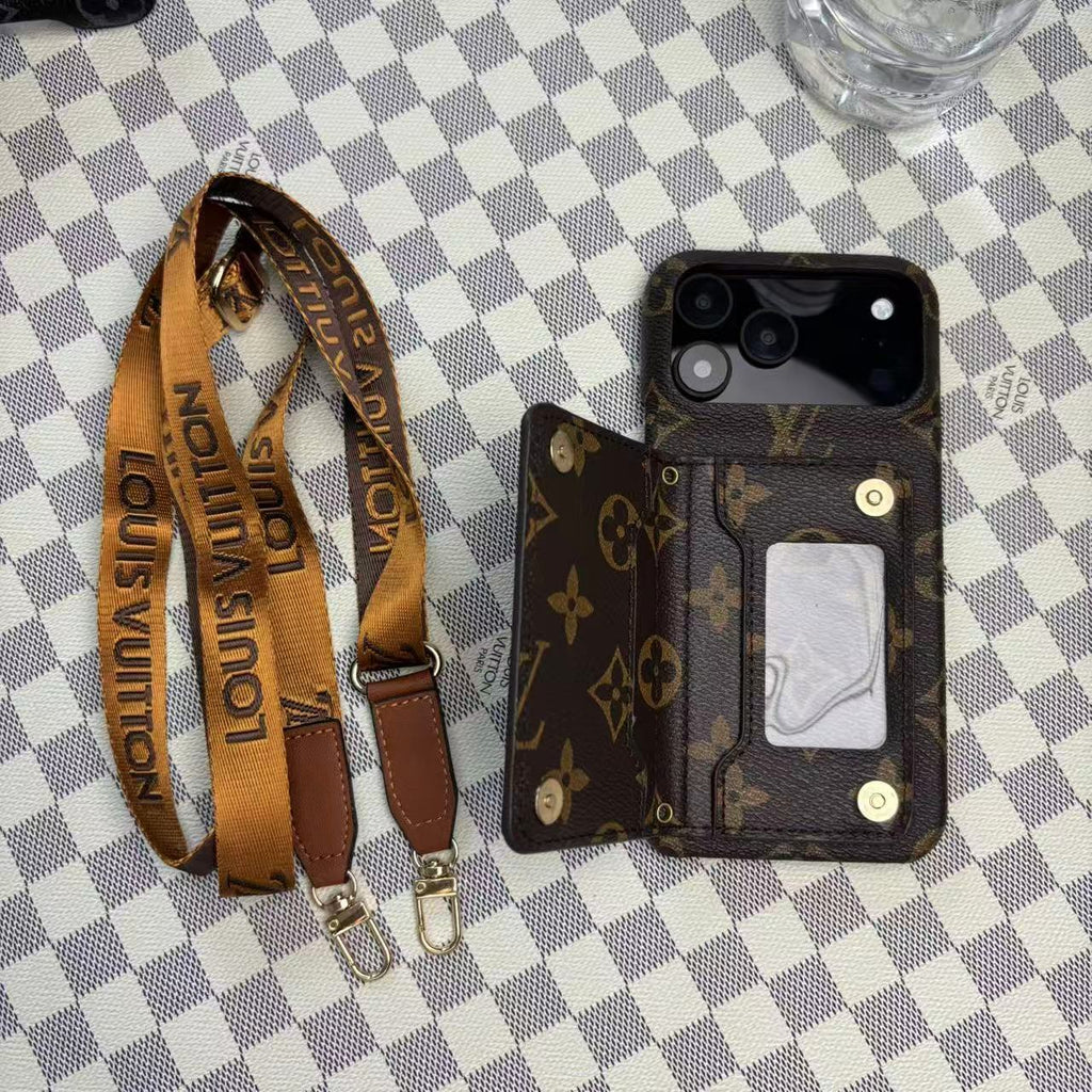 Monogram Leather Phone Case For iPhone 13-17 Series