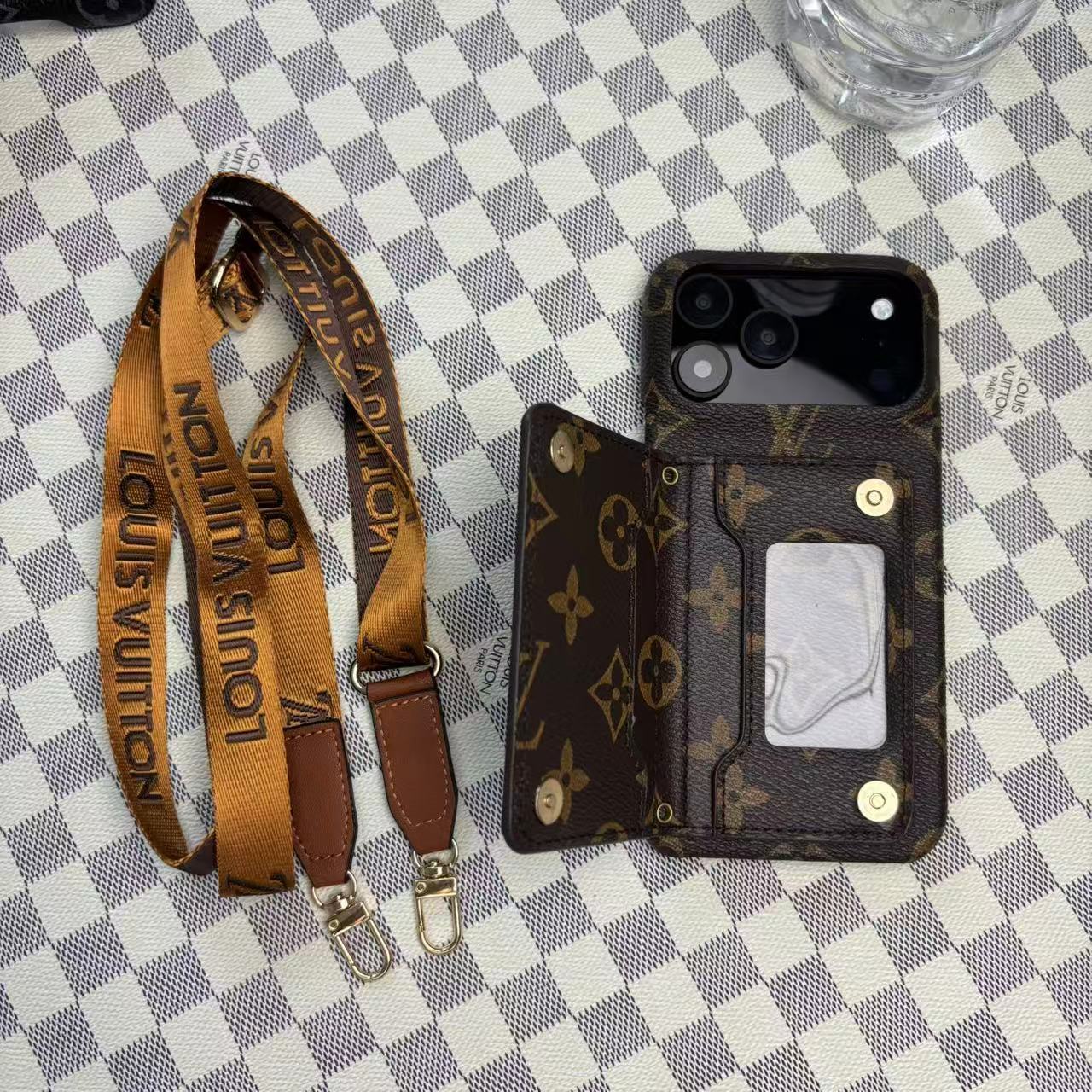 Monogram Leather Phone Case For iPhone 13-17 Series