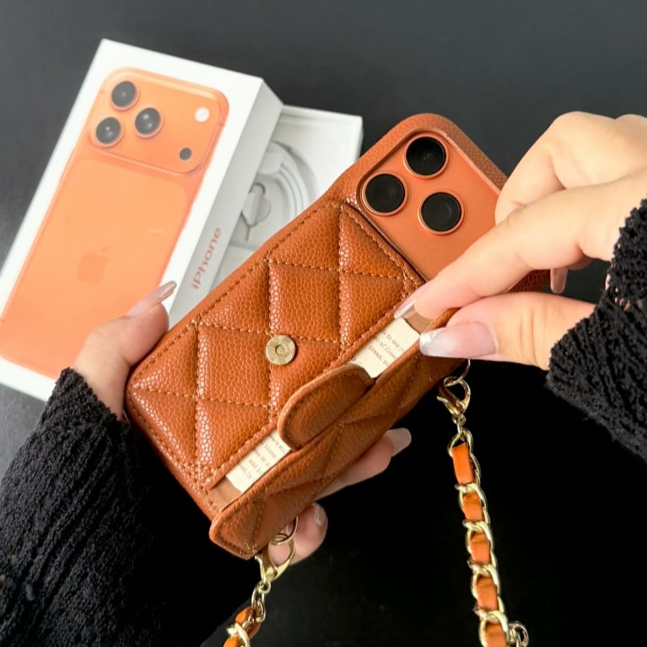 Luxury Crossbody Wallet iPhone Case with Chain Strap