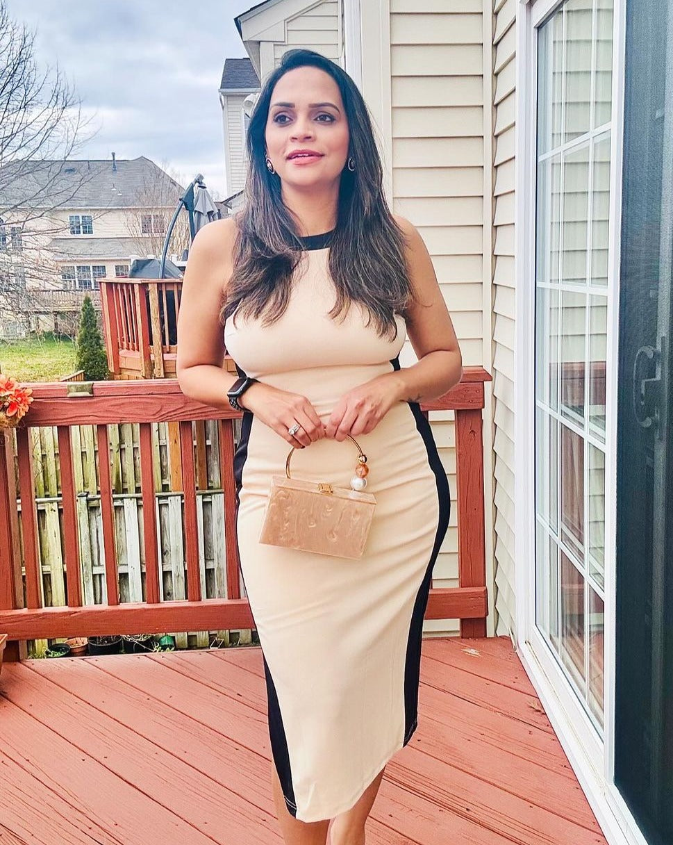Luxuii Crew Neck Sleeveless Side Slit Knit Bodycon Midi Dress