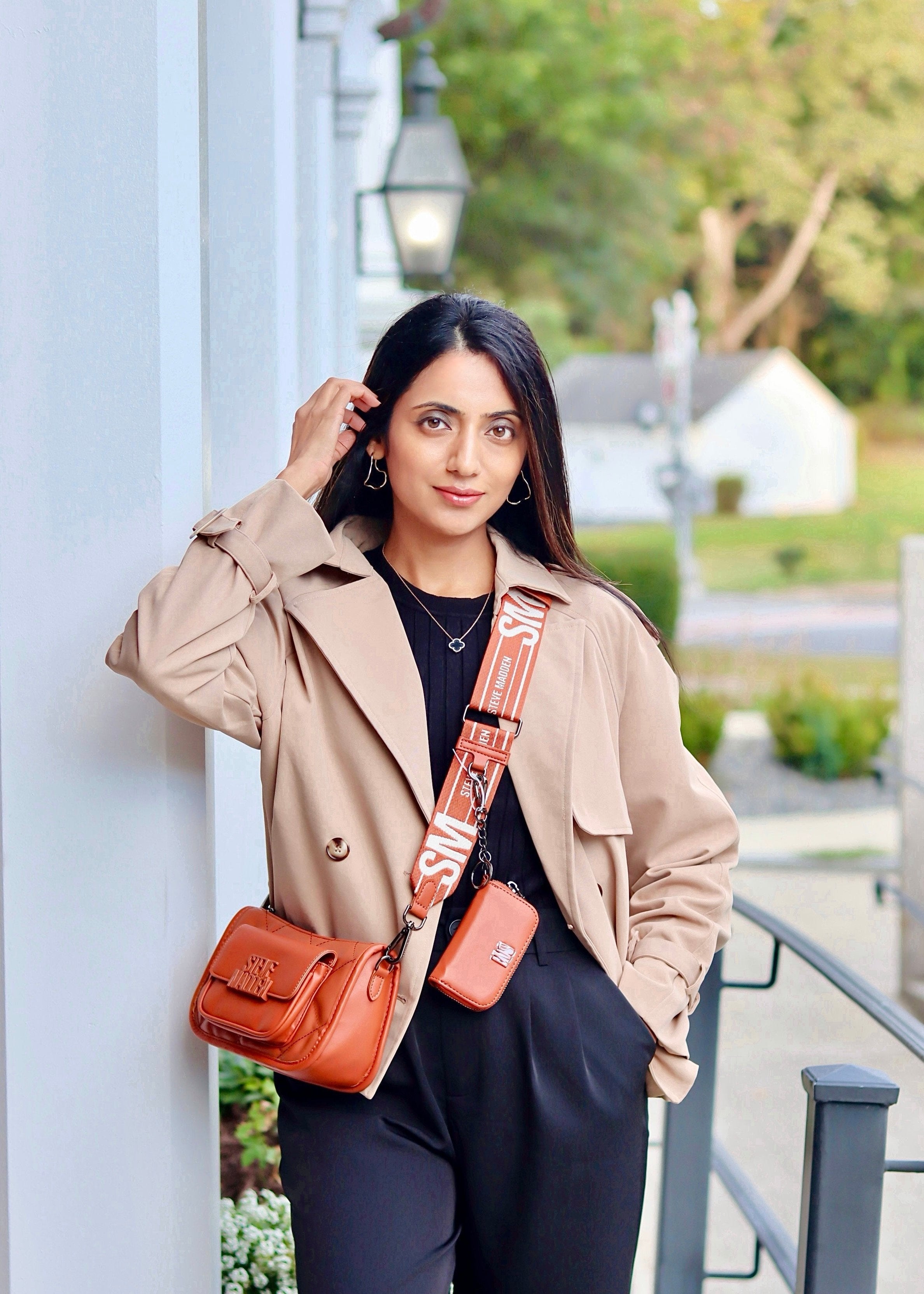 Luxuii Crop Trench Coat Lapel Double Breasted Loose Casual Jacket
