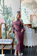 Luxuii Bodycon Cowl Neck Ruched Back Slit Party Cocktail Dresses