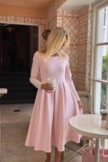 Luxuii Fall Elegant Crewneck Swing A Line Wedding Party Dress