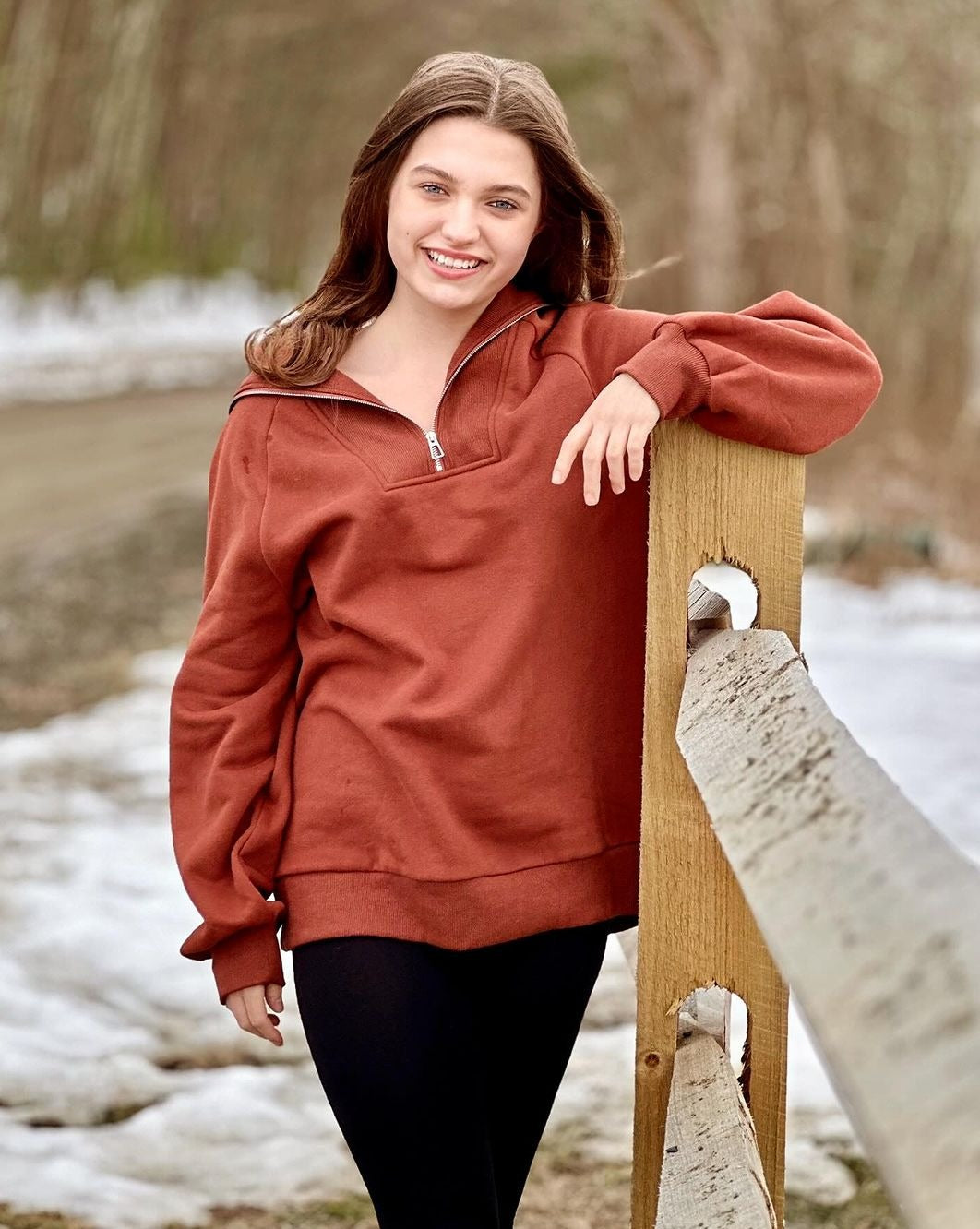 Luxuii Long Sleeve Quarter Zipper Oversized Fleece Sweatshirt