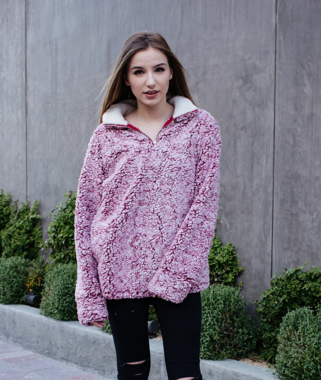 Luxuii Zipper Sherpa Fleece Sweatshirt Pullover