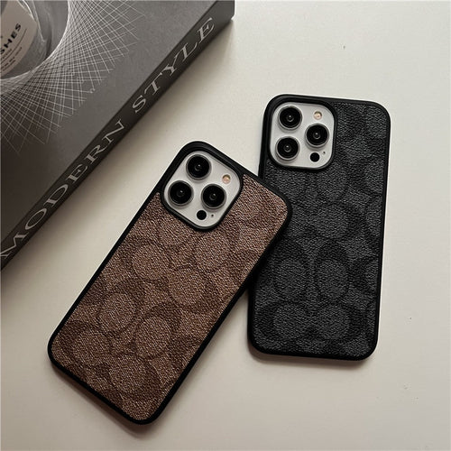 Classic Monogram Leather-Look Protective iPhone Case