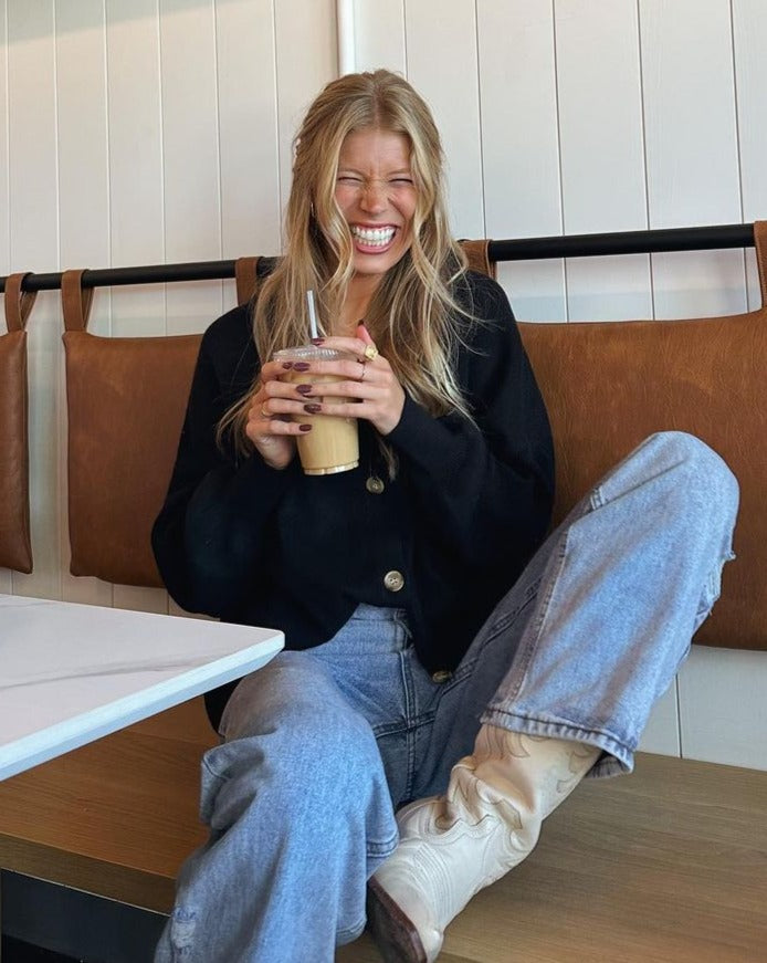 Luxuii V Neck Button Down Open Front Oversized Knit Cardigan